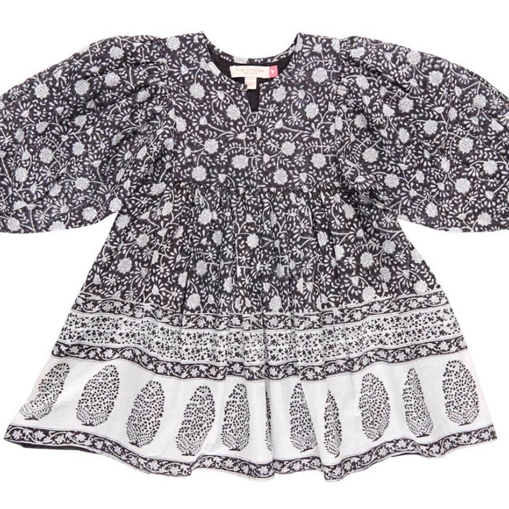 Pink Chicken Black and White Kids Dress